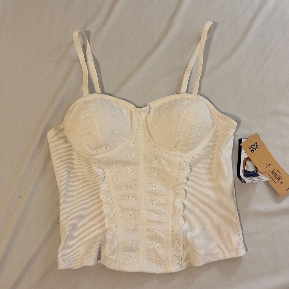 (madden NYC) White Frilly Corset Top